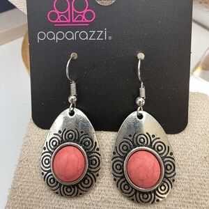 Paparazzi Pink and Silver Teardrop Earrings (375)